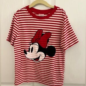 Hanna Andersson Minnie Mouse Red and White Striped T-Shirt: Size 6-7 (120 cm)
